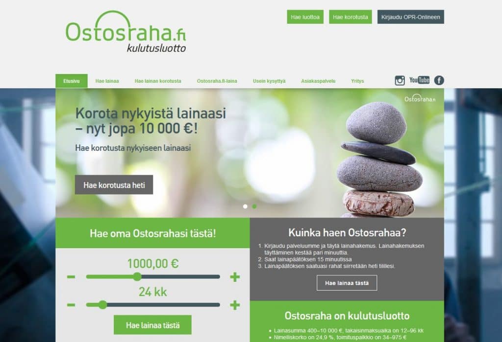 Ostosraha.fi kotisivu