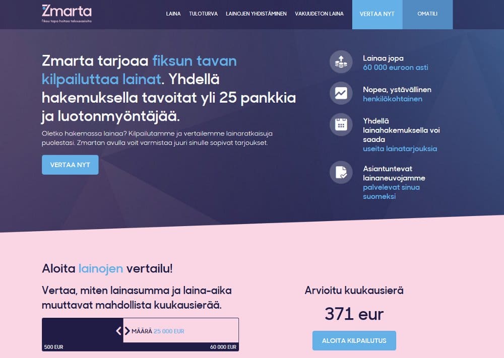 Zmarta.fi kotisivu