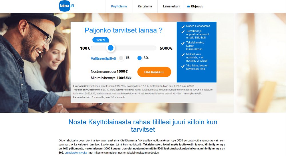 Laina.fi kotisivu