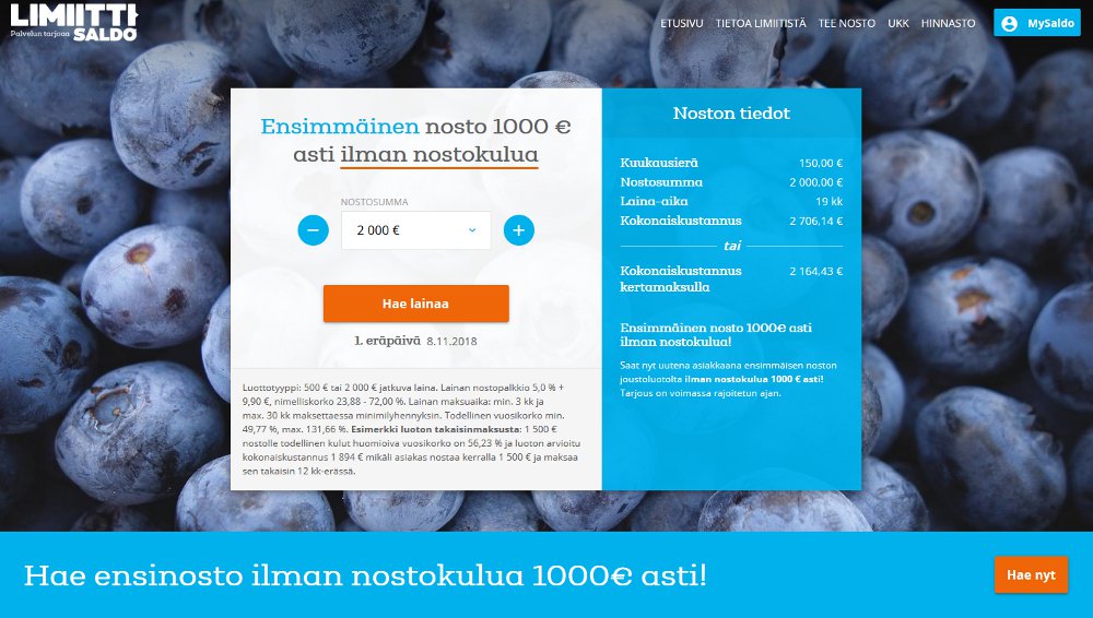 Limiitti.fi kotisivu